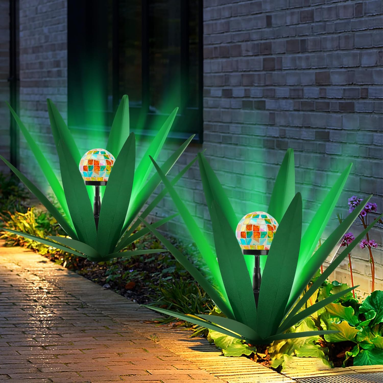 ライト・ランタン Soulabo x mana's farm AGAVE Boho Glow Metal Agave Solar-Powered Light Yard Sculpture